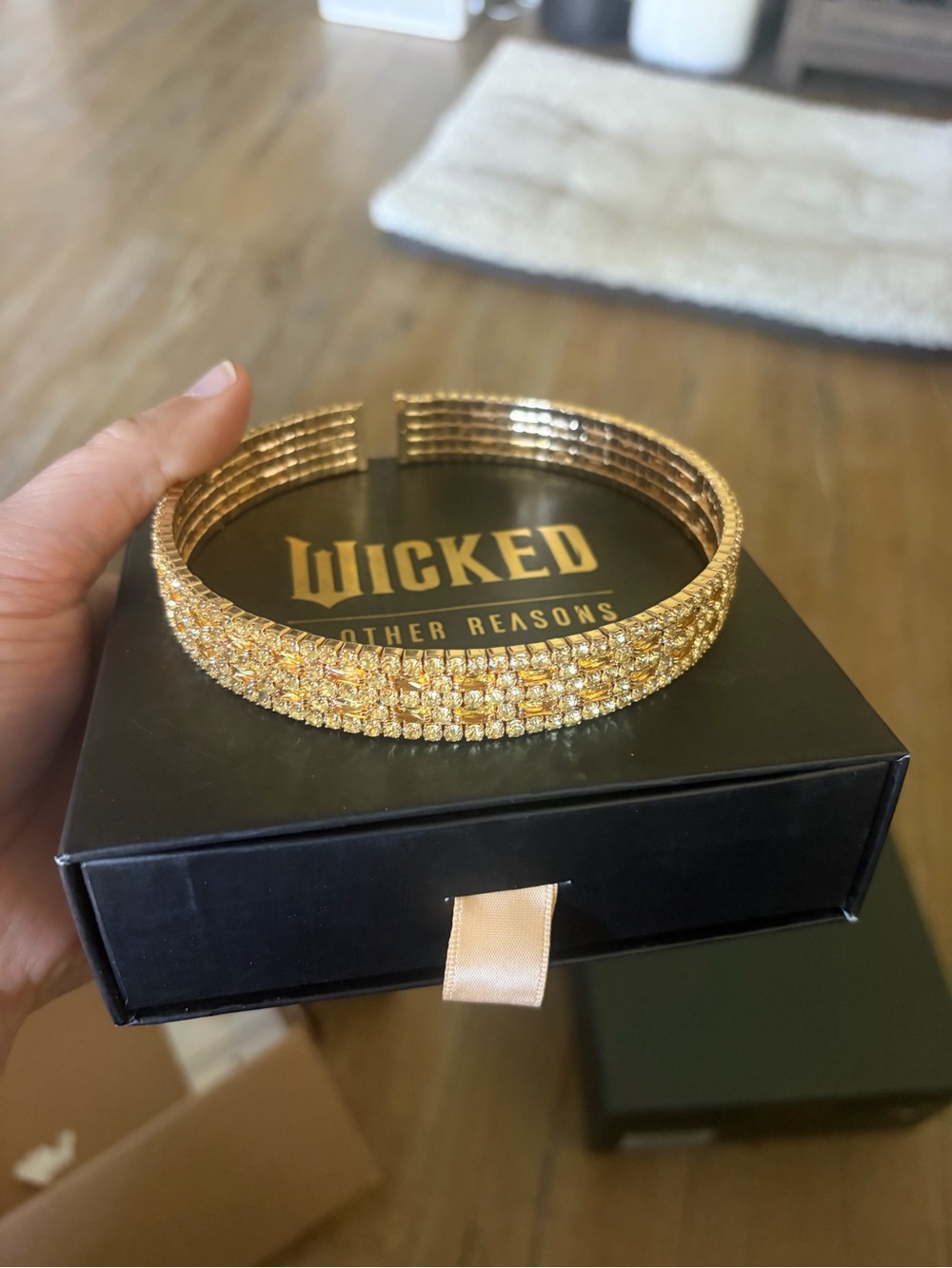 Gold Crystal Pave choker necklace